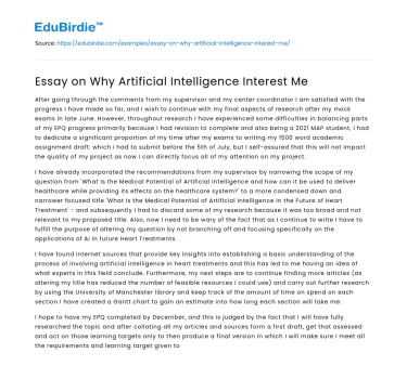Essay on Why Artificial Intelligence Interest Me