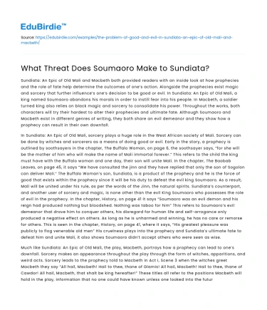 What Threat Does Soumaoro Make to Sundiata?
