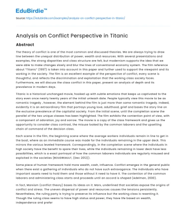 Analysis on Conflict Perspective in Titanic
