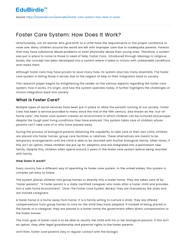 Foster Care System: How Does It Work?