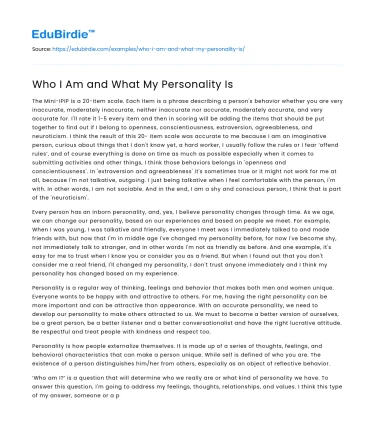 Who I Am and What My Personality Is