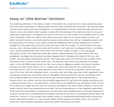 Essay on ‘Little Women’ Feminism