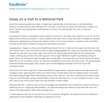 Essay on a Visit to a National Park