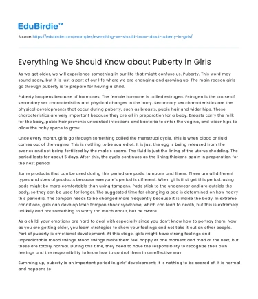 Everything We Should Know about Puberty in Girls