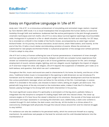 Essay on Figurative Language in ‘Life of Pi’