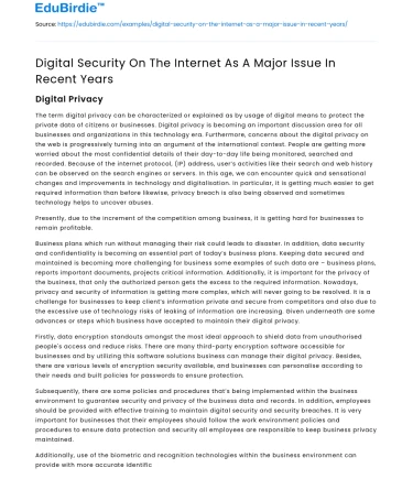 Digital Security: A Pressing Internet Concern