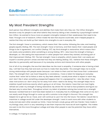 My Most Prevalent Strengths