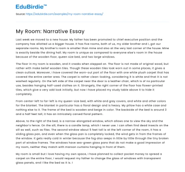 My Room: Narrative Essay