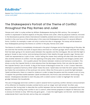 Conflict in Romeo and Juliet by Shakespeare