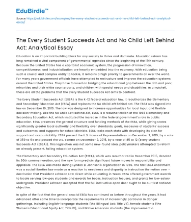 The Every Student Succeeds Act and No Child Left Behind Act