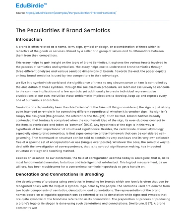 The Peculiarities If Brand Semiotics