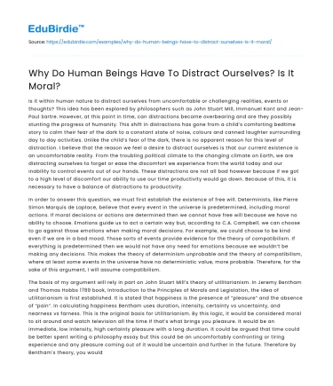 Why Do Human Beings Have To Distract Ourselves? Is It Moral?