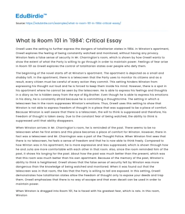 What Is Room 101 in ‘1984’: Critical Essay