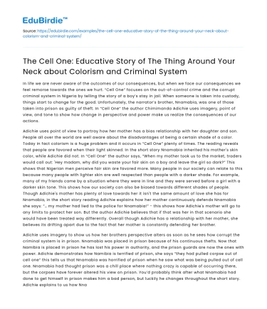 Colorism and criminal system in The Thing Around Your Neck