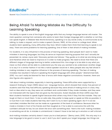 Overcoming Fear of Mistakes to Master Speaking