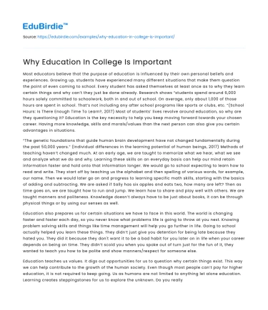 Why Education In College Is Important