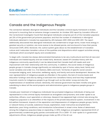 Canada and the Indigenous People