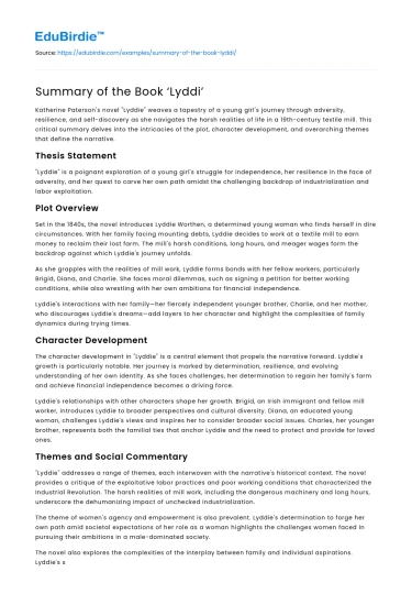 Summary of the Book ‘Lyddi’