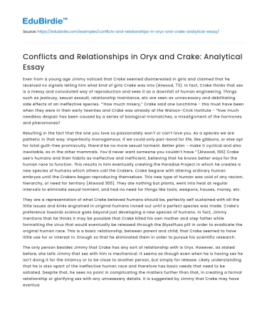 Conflicts and Relationships in Oryx and Crake: Analytical Essay
