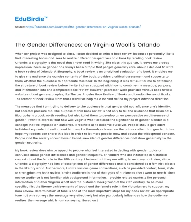 The Gender Differences: on Virginia Woolf’s Orlando