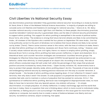 Civil Liberties Vs National Security Essay