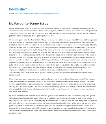 My Favourite Game Essay