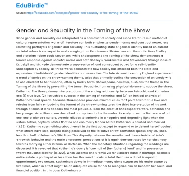 Gender and Sexuality in the Taming of the Shrew