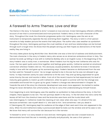 A Farewell to Arms Themes: Love and War