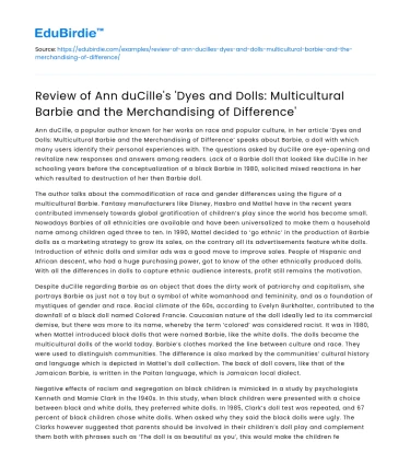 Review of Ann duCille’s ‘Dyes and Dolls: Multicultural Barbie’