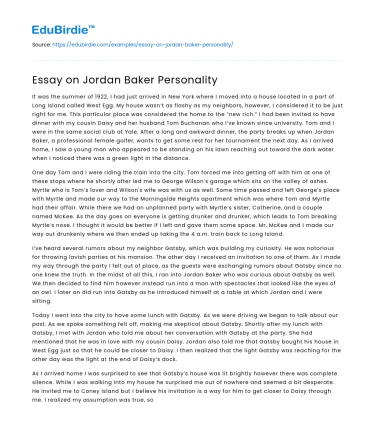 Jordan Baker’s Character in The Great Gatsby