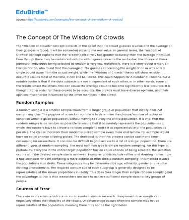 The Concept Of The Wisdom Of Crowds
