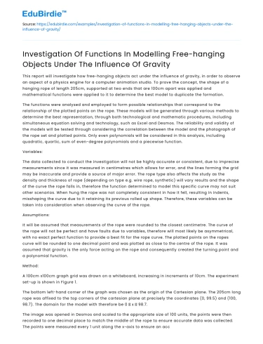 Modeling Free-hanging Objects with Gravity