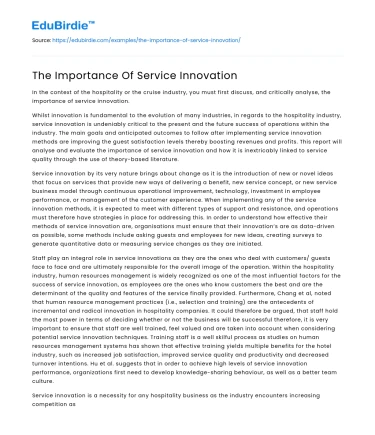 The Importance Of Service Innovation