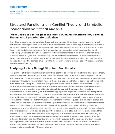 Critique of Sociological Theories and Their Applications