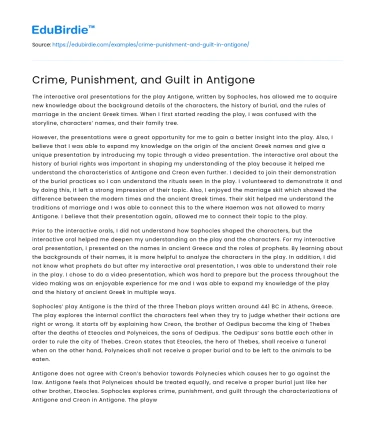 Crime, Punishment, and Guilt in Antigone