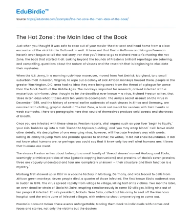 The Hot Zone’: the Main Idea of the Book