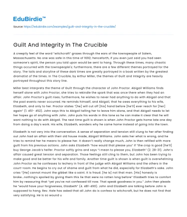 Guilt And Integrity In The Crucible