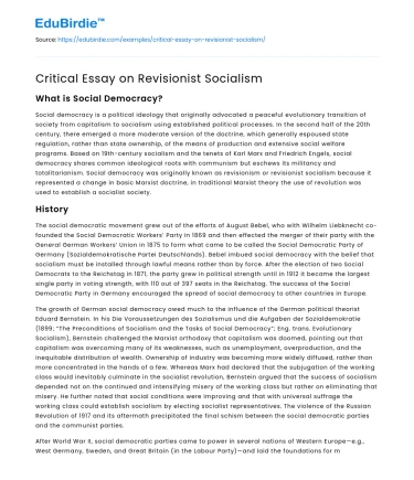 Critical Essay on Revisionist Socialism