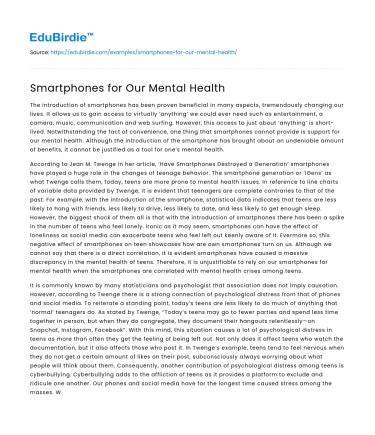 Smartphones for Our Mental Health