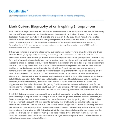 Mark Cuban: Biography of an Inspiring Entrepreneur