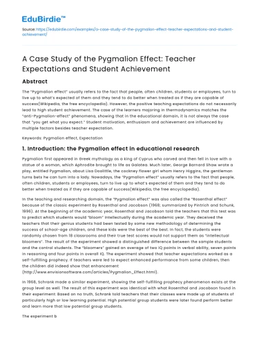 Pygmalion Effect: Teacher Expectations & Student Achievement