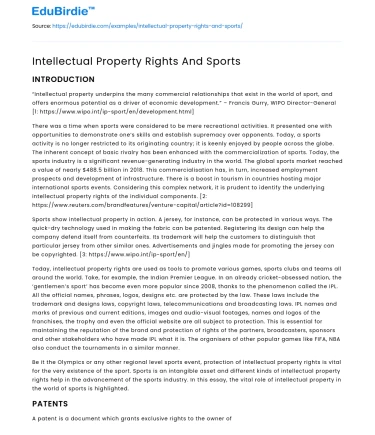 Intellectual Property Rights And Sports