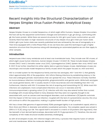 Insights into Herpes Simplex Virus Fusion Protein