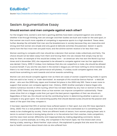 Sexism Argumentative Essay