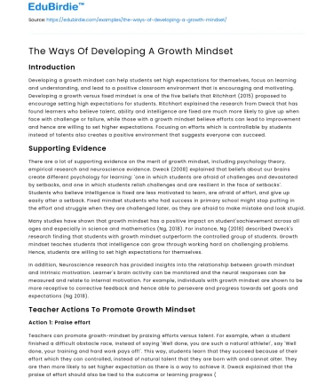 The Ways Of Developing A Growth Mindset