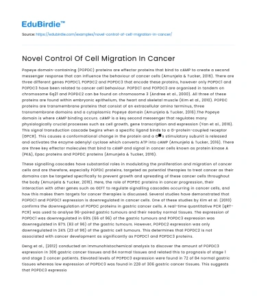 Novel Control Of Cell Migration In Cancer