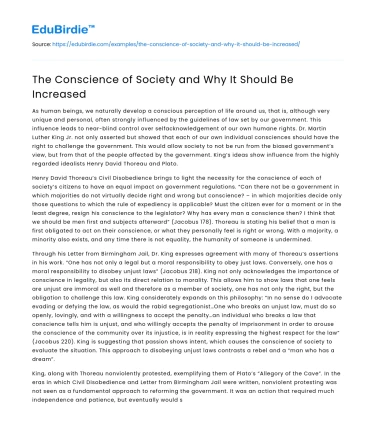 The Conscience of Society and Why It Should Be Increased