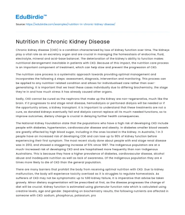 Nutrition In Chronic Kidney Disease