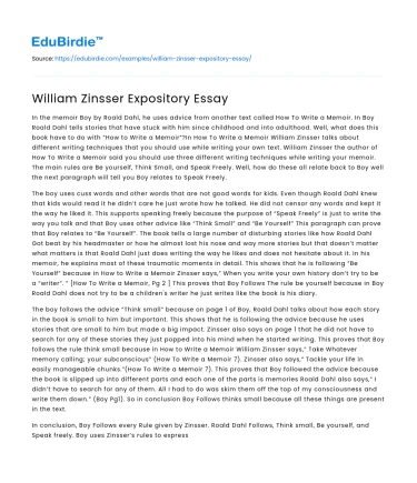 William Zinsser Expository Essay