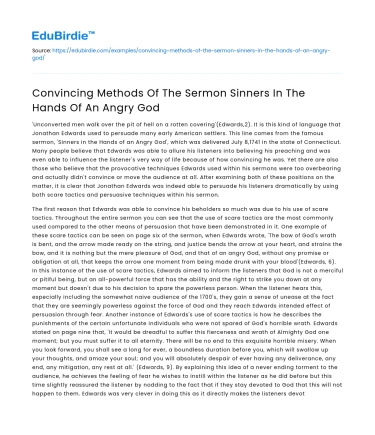 Convincing Methods Of The Sermon Sinners In The Hands Of An Angry God